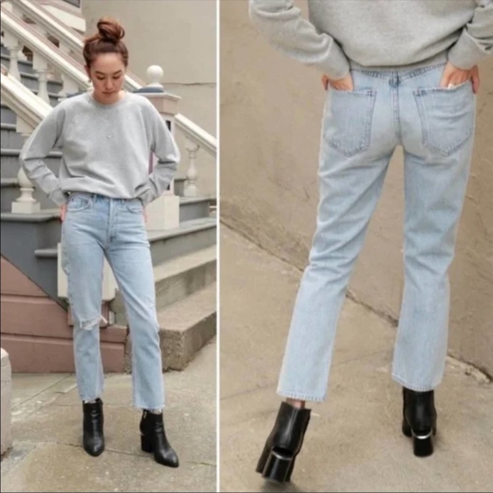 NEW Agolde Riley Ripped High Rise Jeans Size 32 - Picture 2 of 12